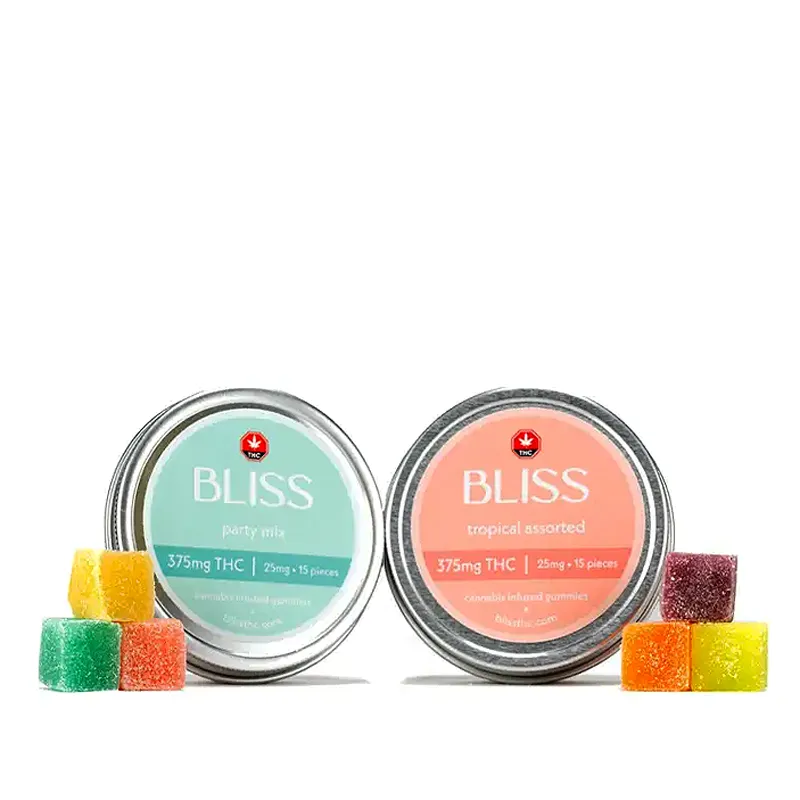 bliss-edibles-375mg-thc-gummies THC gummies by Bliss Edibles.