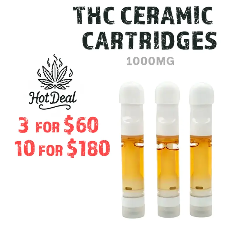 Cerampic-Vape-Cartridges-1000mg-THC 1g THC Distillate Ceramic Vape Cartridge - Image 1